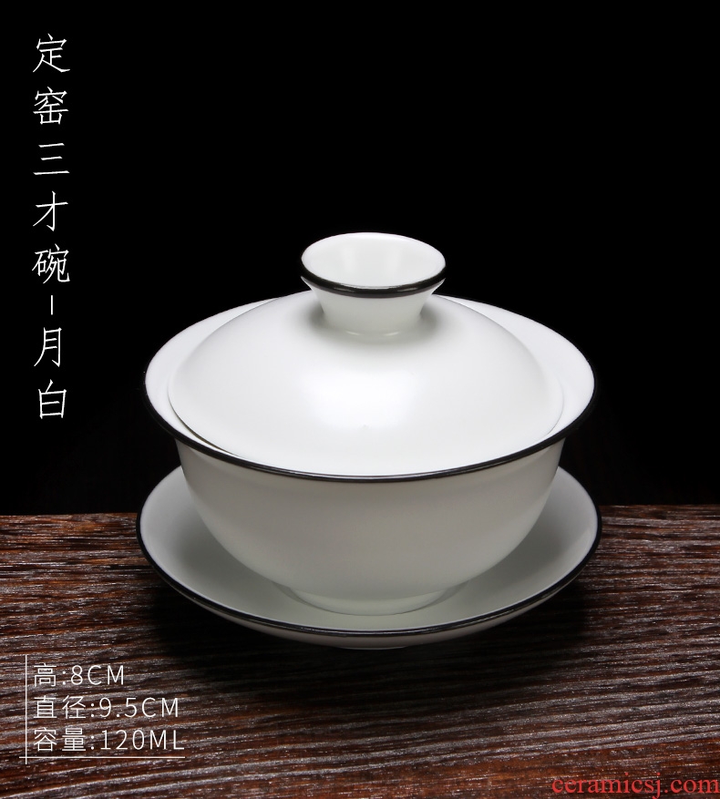 Tureen tea bowl large tea sets jingdezhen blue and white porcelain ceramic white porcelain tea bowl three bowl hand grasp pot