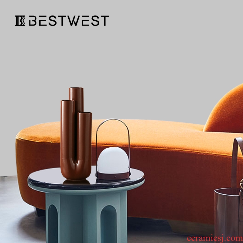 BEST WEST geometric creative ceramic vase light luxury furnishing articles of modern designer example room sitting room adornment