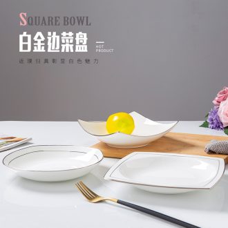 Jingdezhen creative white 0 square deep dish ceramic tableware household the phnom penh dish steak dinner plate