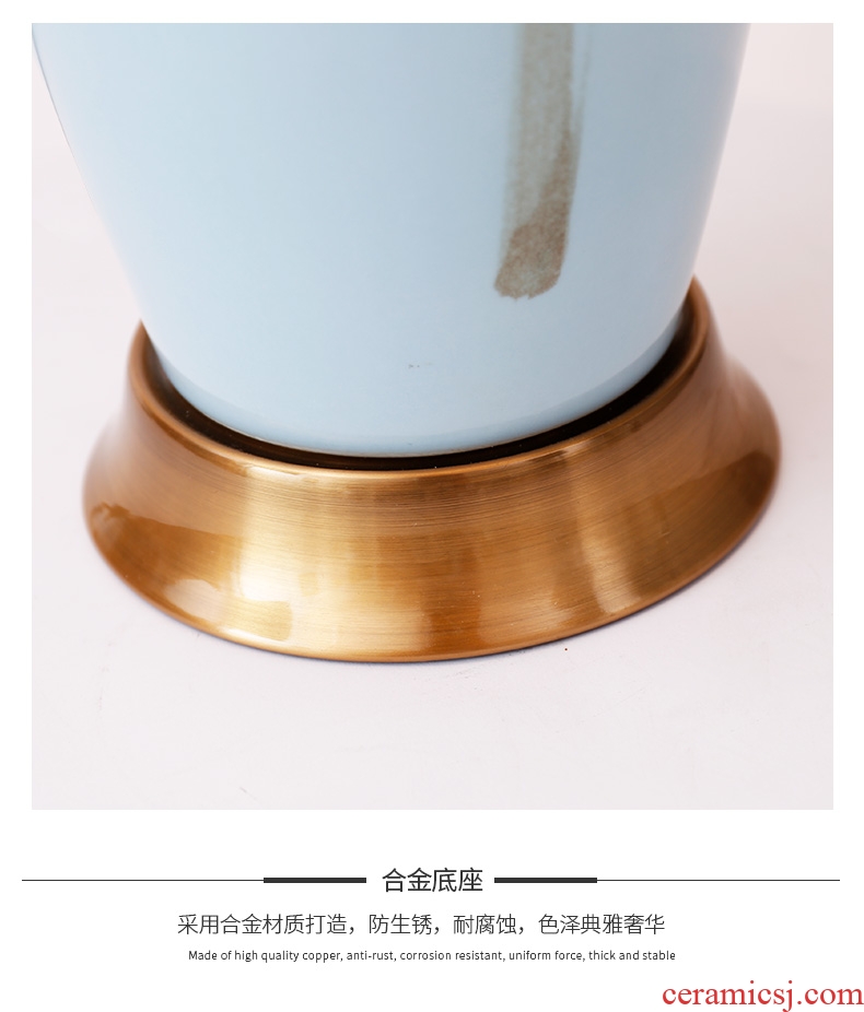 Jingdezhen new Chinese style Chinese wind ceramic desk lamp lamp of bedroom the head of a bed restoring ancient zen sitting room sofa tea table lamp