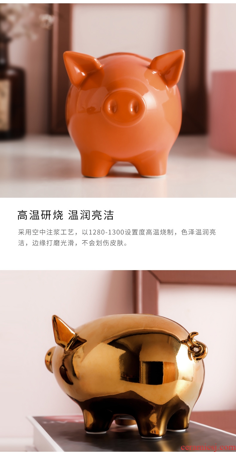 The Nordic ceramic pig piggy bank decoration and furnishing articles not cute lucky children change piggy bank and large capacity