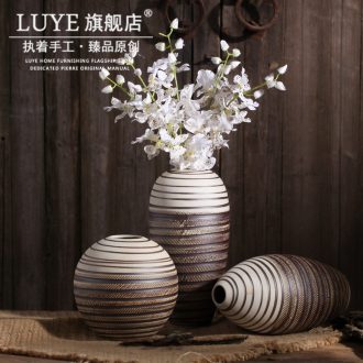 Retro creative ceramic vase jingdezhen porcelain flower implement coarse pottery dried flowers flower arrangement sitting room european-style decorative furnishing articles