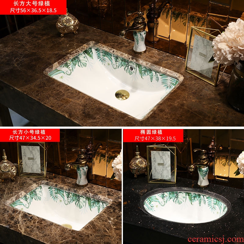 Koh larn, qi undercounter square embedded ceramic lavabo household basin bathroom small lavatory basin