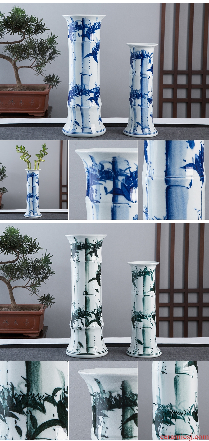 Jingdezhen hand-painted ceramic vase now rising furnishing articles sitting room ground hydroponic lucky bamboo flower arrangement craft ornaments