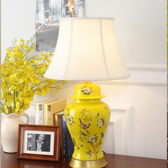 American atmospheric rural retro contracted sitting room bedroom berth lamp of jingdezhen hand-painted ceramic flower decoration