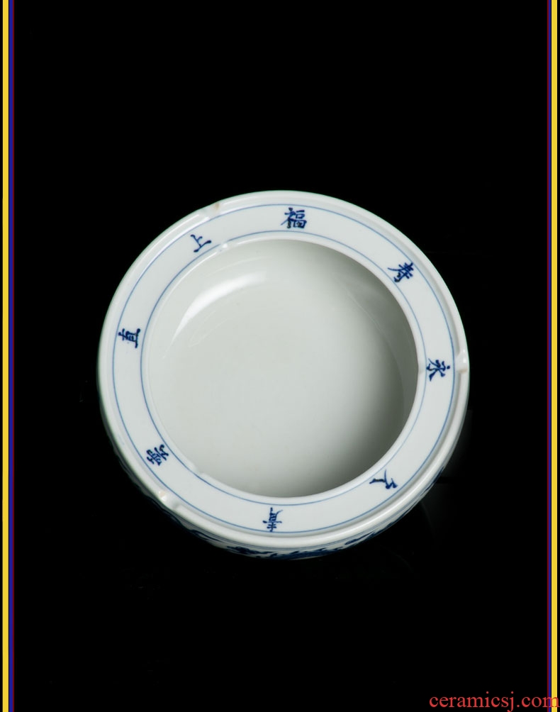 Better sealed kiln furnishing articles sitting room of blue and white porcelain jingdezhen ceramic household large porcelain ashtrays Chinese office