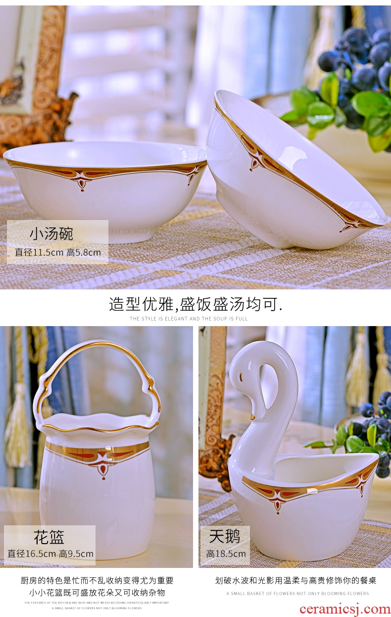 Home dishes suit jingdezhen ceramics high-grade 60 skull porcelain tableware suit dishes European simple dishes