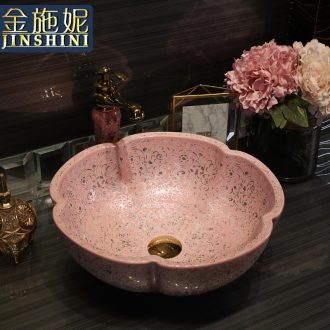 Gold cellnique pink ceramic stage basin sink basin of the contemporary art of the basin that wash a face to wash Su that defend bath lavatory