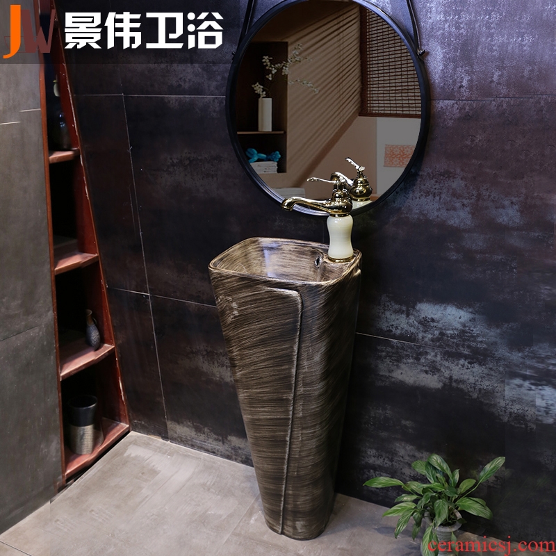 Retro pillar basin ceramic column type lavatory floor one balcony outdoor stage basin sink sink