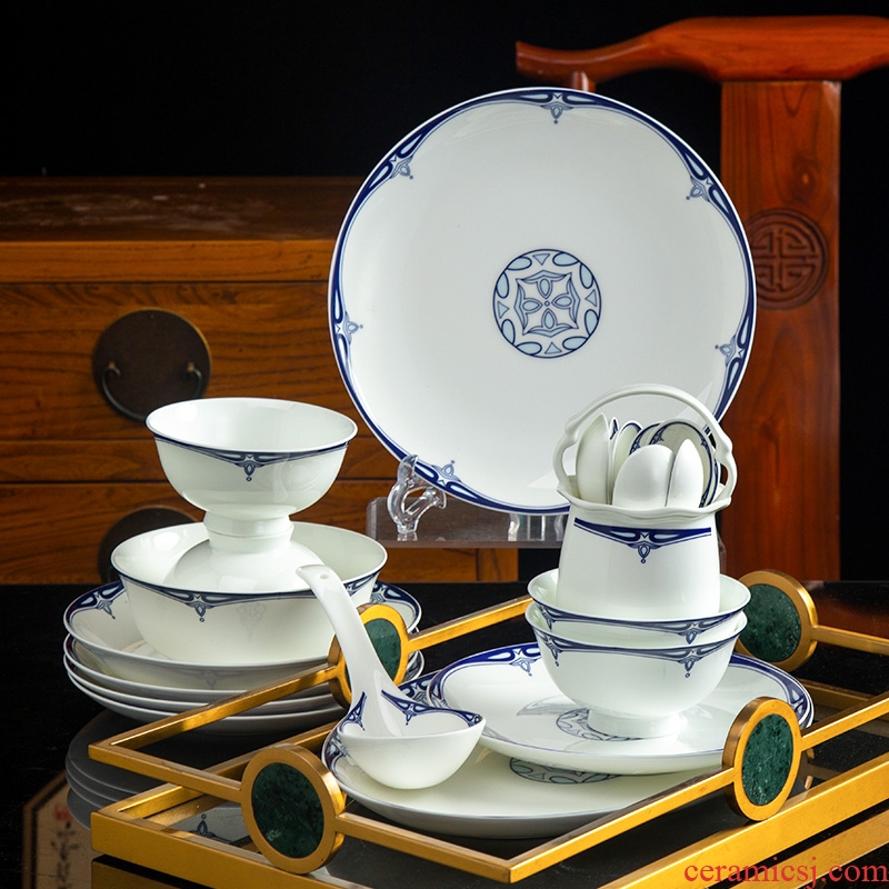 Glair ceramic tableware of Chinese blue and white porcelain bowl chopsticks dishes to eat bread and butter of jingdezhen ceramic dishes suit household