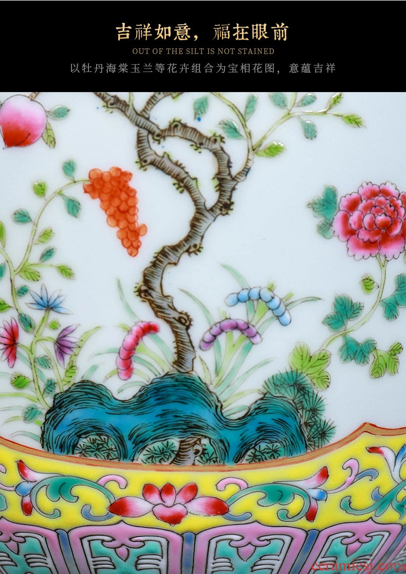 Jingdezhen ceramics powder enamel household adornment flower vase Chinese style living room rich ancient frame collection furnishing articles