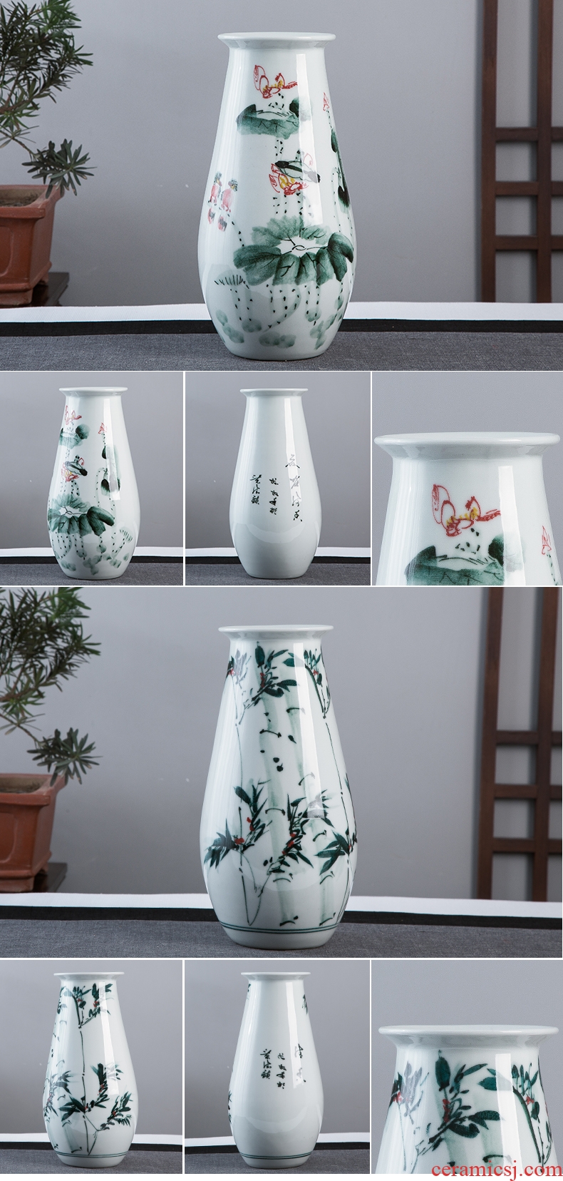 Jingdezhen hand-painted ceramic vase now rising furnishing articles sitting room ground hydroponic lucky bamboo flower arrangement craft ornaments