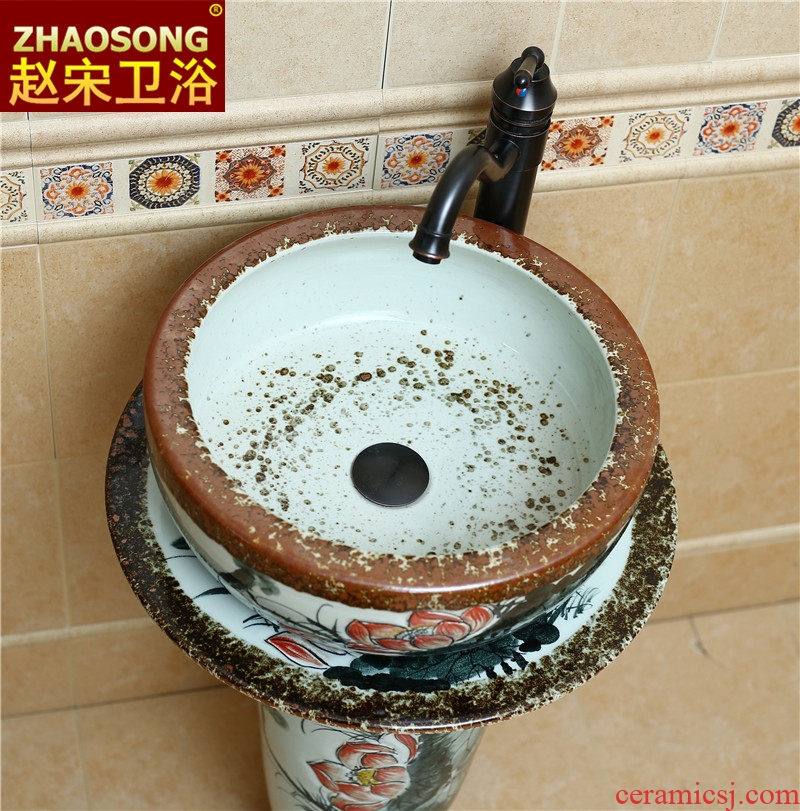 Home pillar of new Chinese style restoring ancient ways of song dynasty ceramics basin bathroom sink sink outdoor balcony on stage