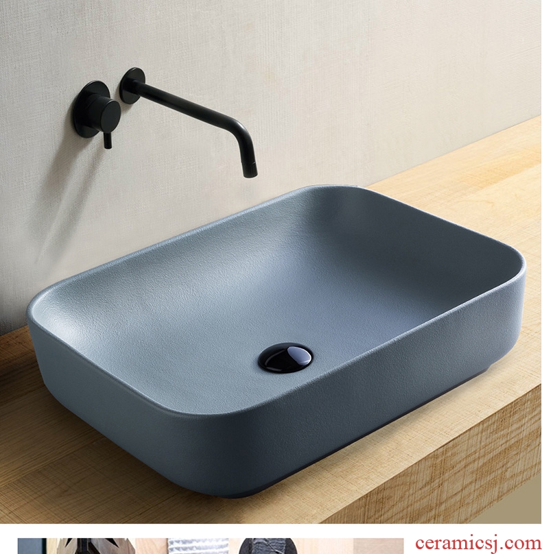 Cement grey northern wind toilet stage basin sink square ceramic creative household contracted basin