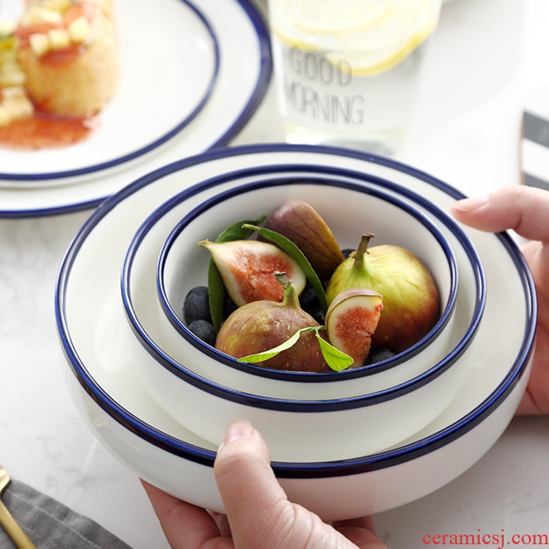 Dishes suit household under the glaze color dishes simple Japanese bowl combined new bone China jingdezhen ceramics tableware