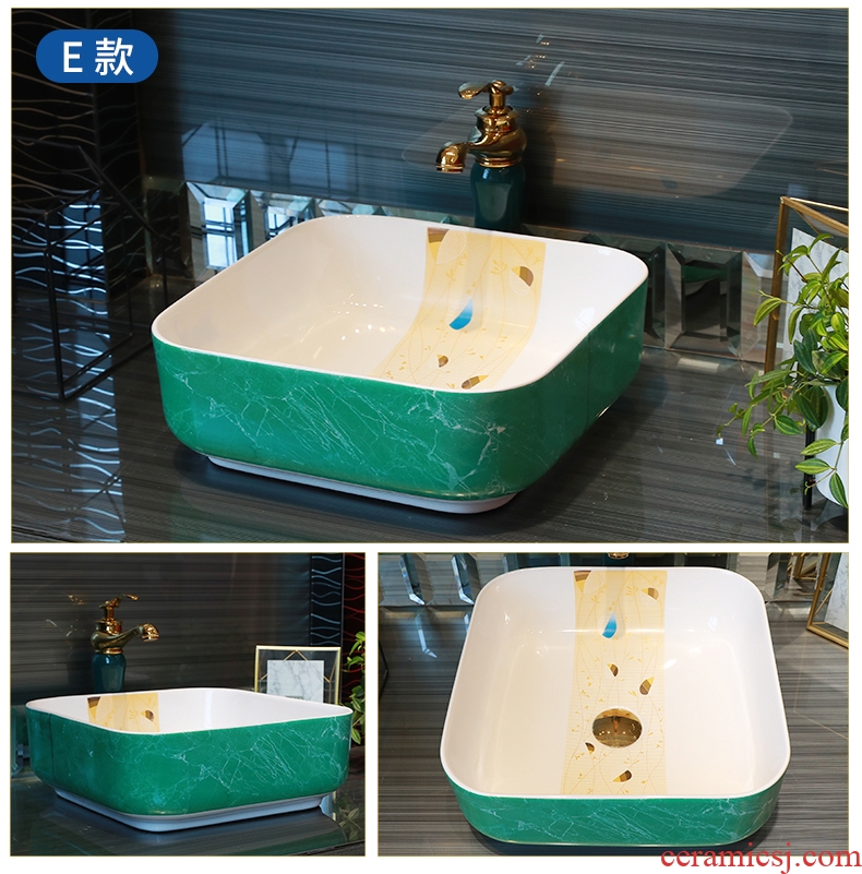 Gold cellnique square household ceramics basin stage basin sink marble balcony toilet art basin