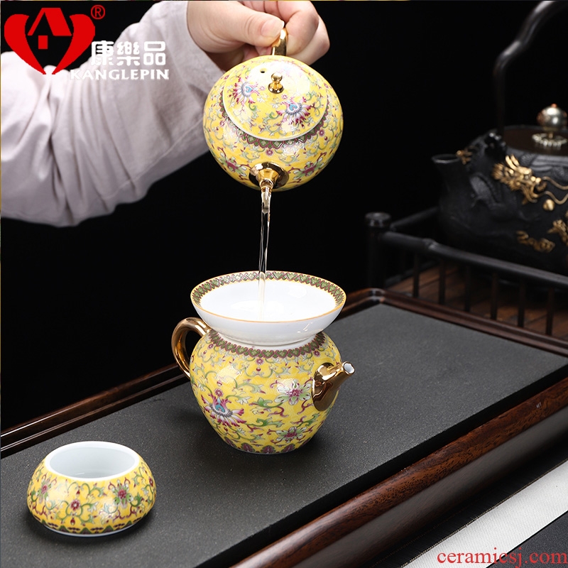 Recreational product gold colored enamel porcelain tea set coppering.as silver clasp porcelain tea set the whole court wind office tea kettle