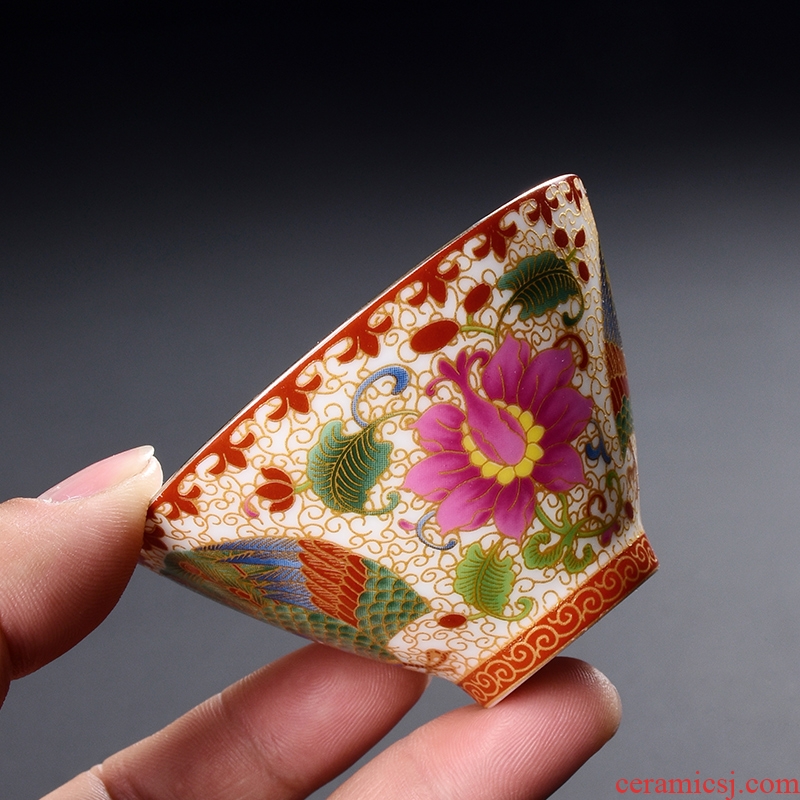 Wire inlay colored enamel porcelain teacup fair master cup single cup sample tea cup a cup of tea XiCha kung fu tea accessories