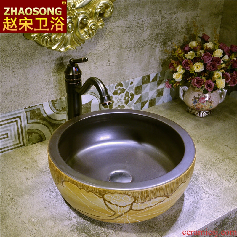 Basin of Chinese style restoring ancient ways on large ceramic lavabo round the basin that wash a face of household toilet basin outdoor balcony