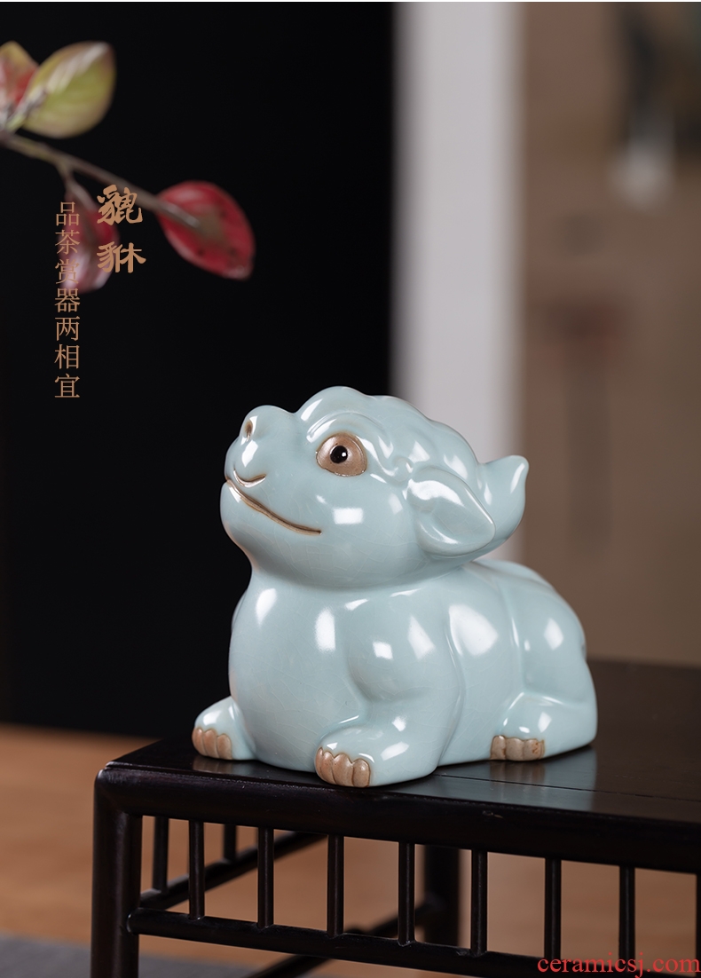 , your kiln small pet furnishing articles jingdezhen kung fu tea tea tea accessories pig rabbit mouse, the mythical wild animal furnishing articles