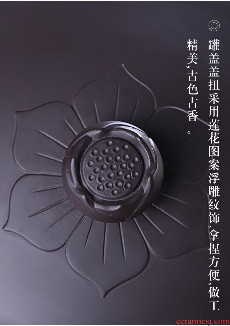 Auspicious industry purple large tea cake can wake receives ceramic black and white pu 'er tea cake tea accessories caddy