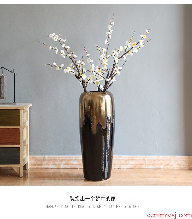 Modern light American european-style luxury ground dry flower vases, flower arrangement sitting room place landscape decorative porcelain vase