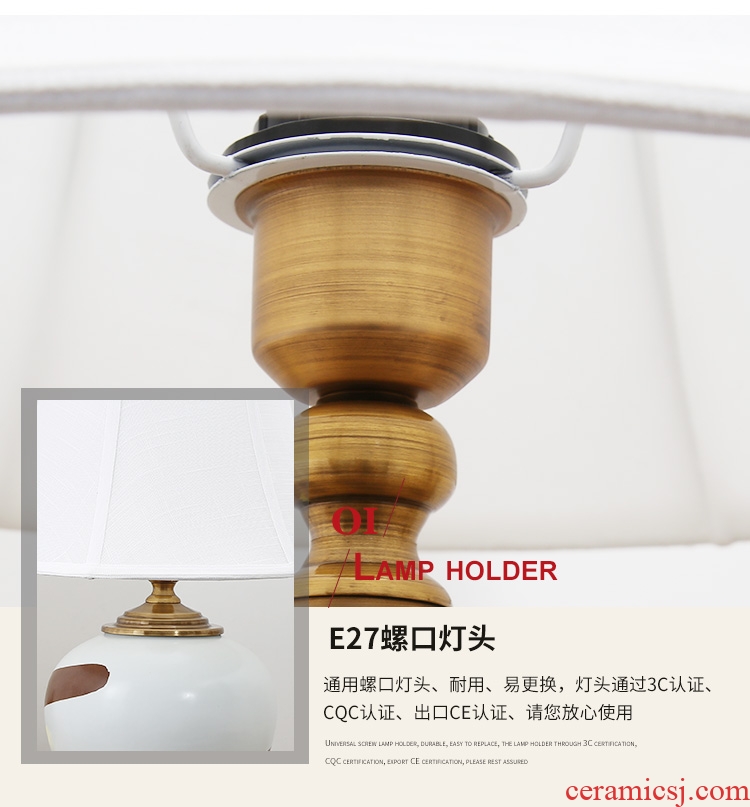 New Chinese style ceramic desk lamp contracted and contemporary bedroom berth lamp creative bed ou sweet romance warm light decoration