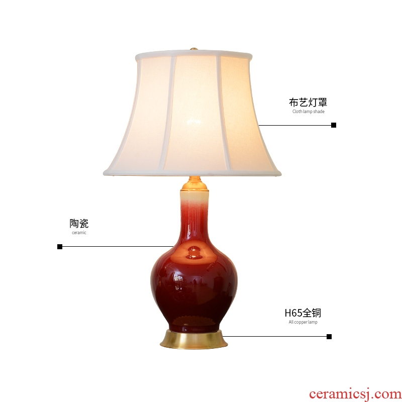 The Nordic ceramic desk lamp postmodern contracted chandeliers Jane the sitting room is the study of bedroom the head of a bed pastoral pure copper lamp