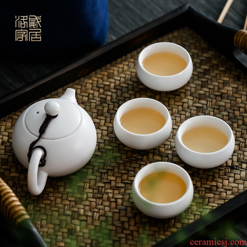 Blower, kung fu tea set home portable travel a pot of two cups of combination cups dish of jingdezhen ceramic teapot