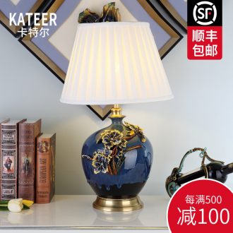 Cartel colored enamel lamp sitting room luxury type copper ceramic lamp is acted the role of creative villa of bedroom the head of a bed