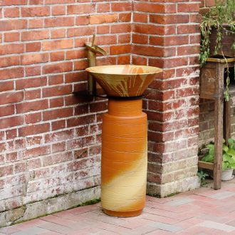 Pillar lavabo toilet stage basin integrated industrial wind landing balcony face ceramic basin outdoor column column