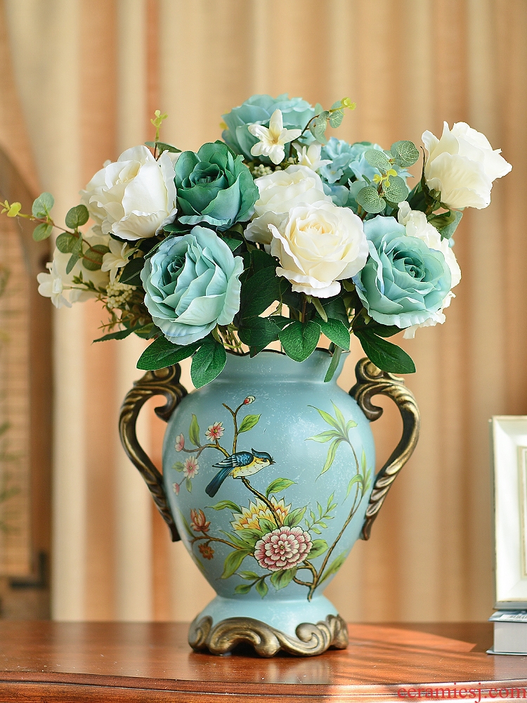 Murphy American country ceramic vase European living room TV cabinet porch place dry flower art flower arranging device simulation