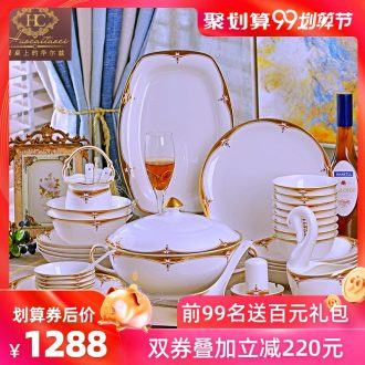 Home dishes suit jingdezhen ceramics high-grade 60 skull porcelain tableware suit dishes European simple dishes