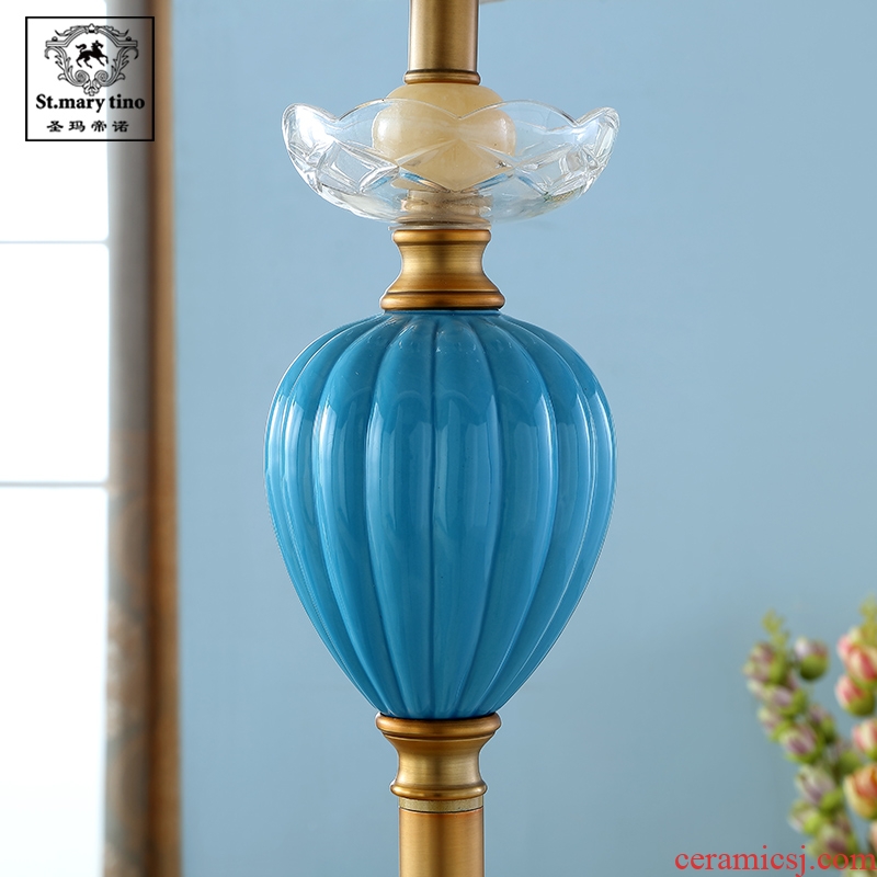 Northern European new classic remote control light the luxury of new Chinese style ceramic floor lamp sitting room bedroom crystal marble floor