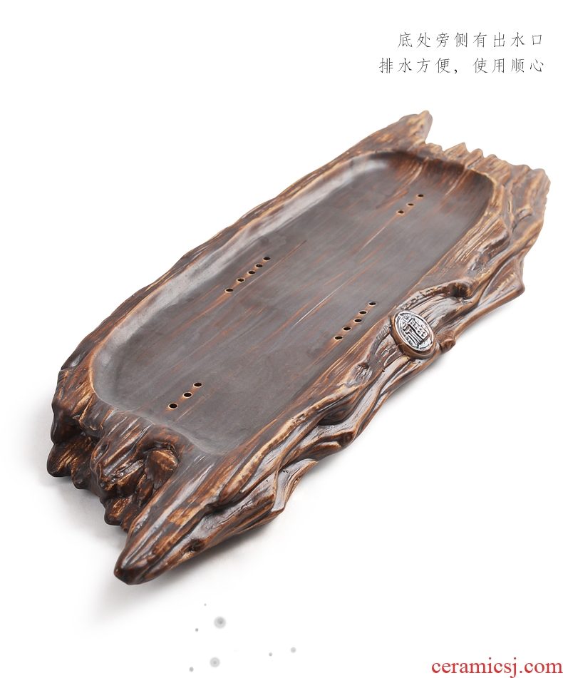 Bo yiu ceramic kung fu tea set contracted water tea tray home outfit coarse pottery deadwood mini tea table dry foam plate
