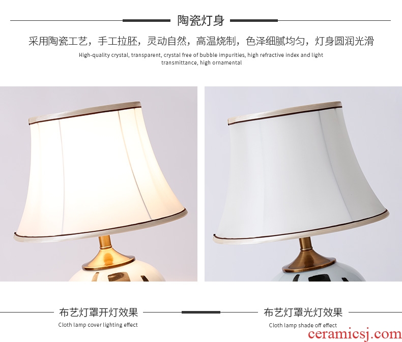 New Chinese style bedroom berth lamp of blue and white porcelain ceramic classical zen restoring ancient ways to decorate the sitting room sofa tea table lamp