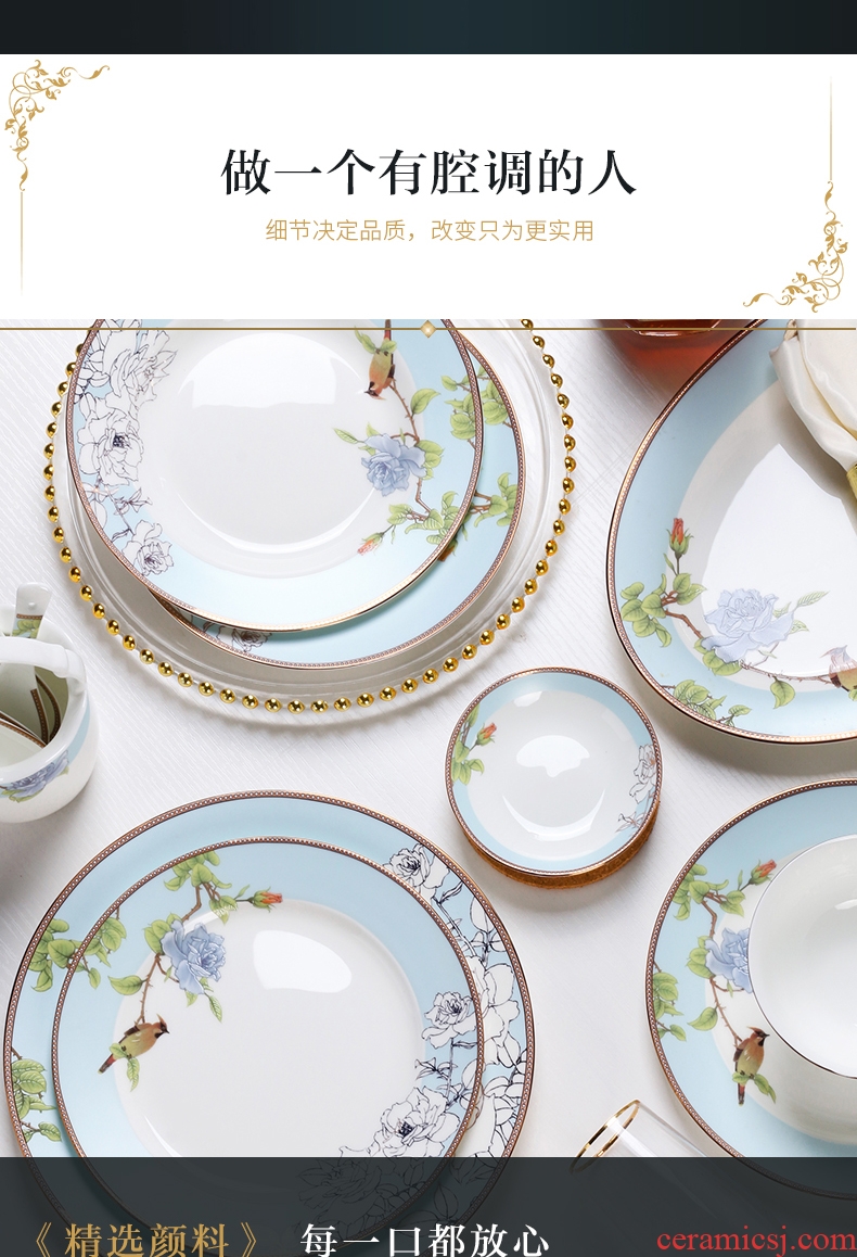 New bone China tableware suit Chinese dishes kit home plate set bowl combine web celebrity ceramic bowl dish of gifts