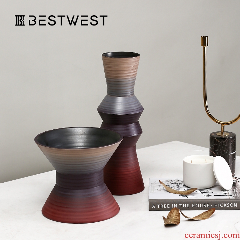 BEST WEST designer ceramic vase furnishing articles sample room living room large vase decoration ideas