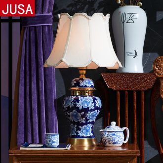 Chinese style full copper ceramic sitting room bedroom decoration lamp Europe type restoring ancient ways study Angle of several domestic large desk lamp of the head of a bed