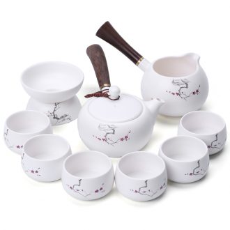 In tang dynasty pottery and porcelain of a complete set of kung fu tea set Japanese side set the pot of tea ware suit the matte white porcelain kiln gift boxes