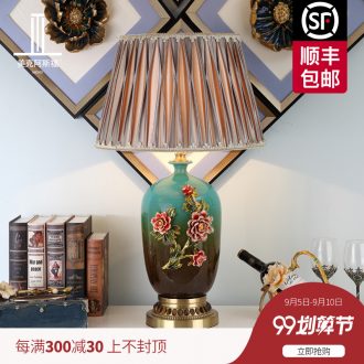 The American luxury full copper lamp sitting room adornment colored enamel porcelain lamps and lanterns of bedroom the head of a bed lamp act the role ofing villa