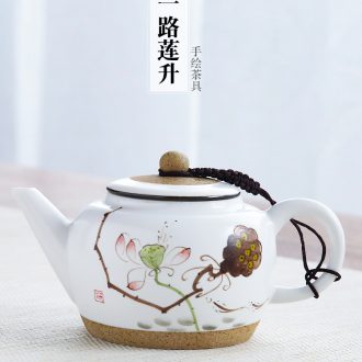 Hand-painted ceramic teapot household kung fu tea set of filter tea clay teapot single pot of large size by hand