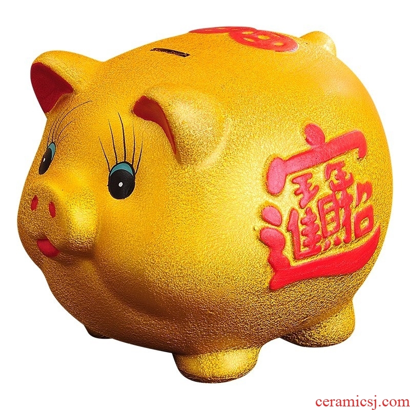 Piggy bank save money piggy bank can one-time aureate ceramic pig little golden pig and large capacity not large household