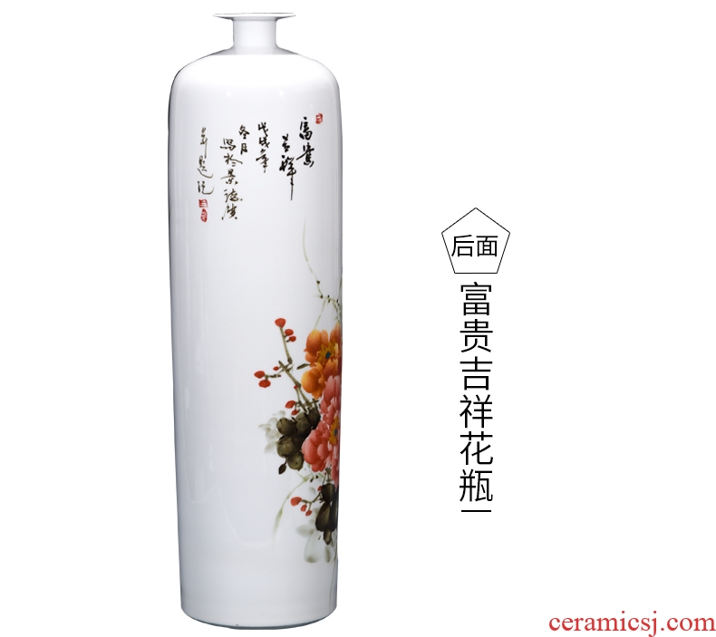 Jingdezhen ceramics hand-painted enamel vase riches and honour auspicious Chinese style living room home decoration Angle of several big furnishing articles