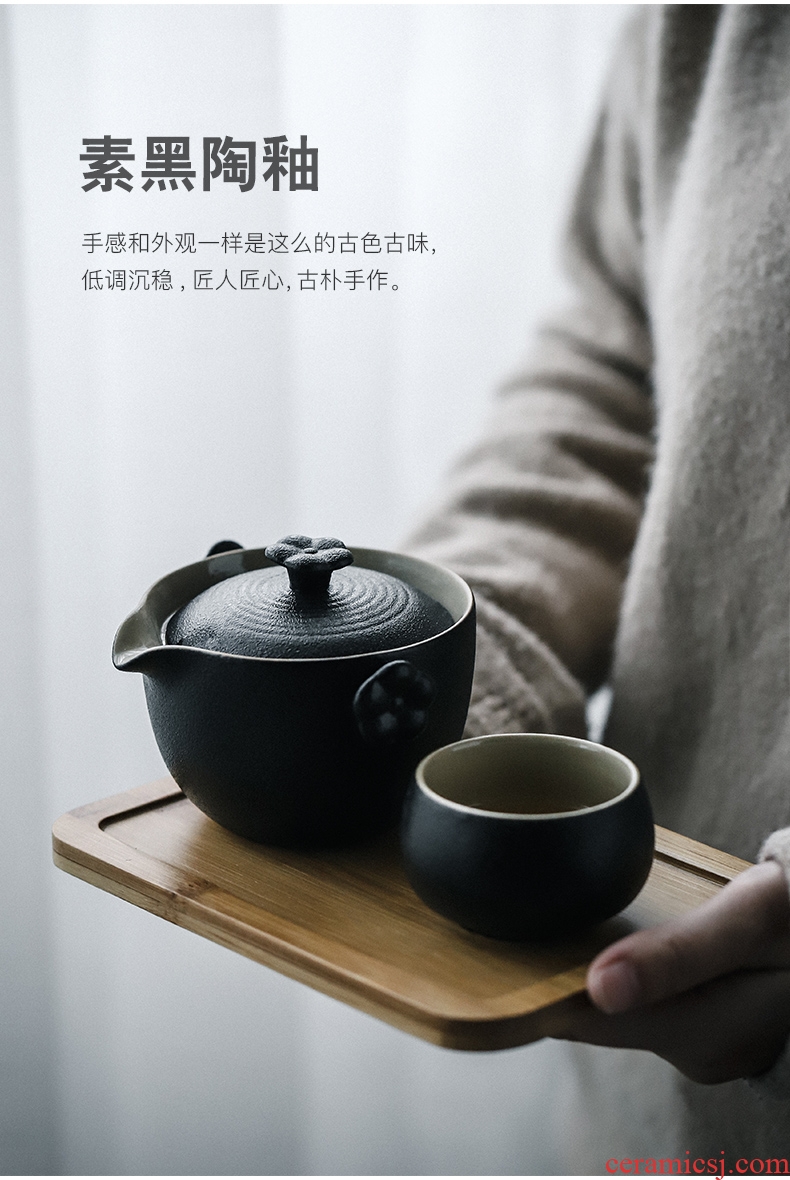 Three thousand cup to crack a pot of tea village two cups of Japanese ceramics 2 office travel portable mini tea tea set