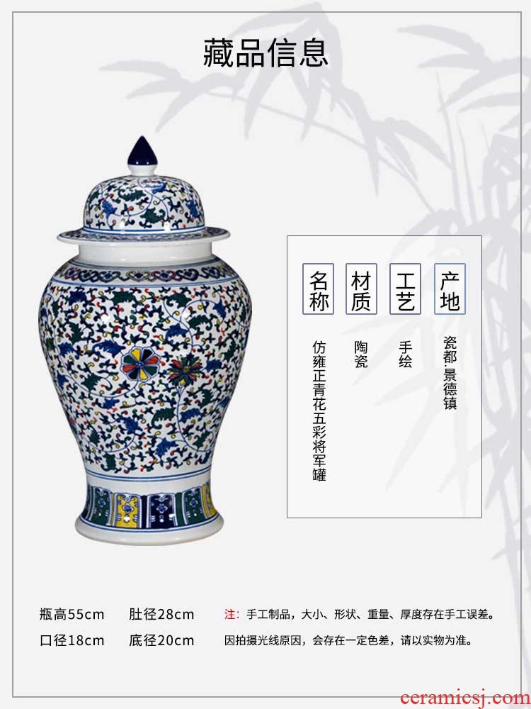 General antique porcelain jingdezhen ceramics vase colorful tank large sitting room porch decorate the Chinese style furnishing articles