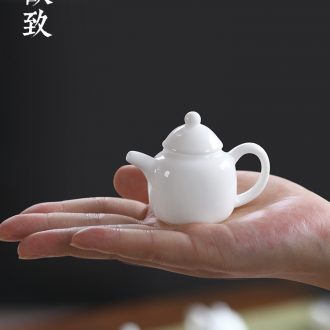 Drink to dehua white porcelain mini little teapot fingertips pot of small tea pet furnishing articles pure manual jade porcelain ceramic not purple
