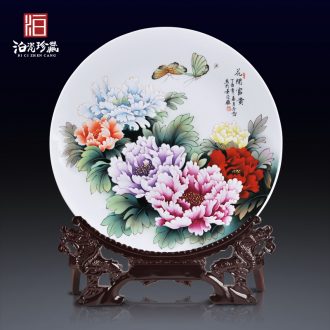 Jingdezhen chinaware decorative hanging dish blooming flowers sitting room new Chinese style home decoration desktop furnishing articles