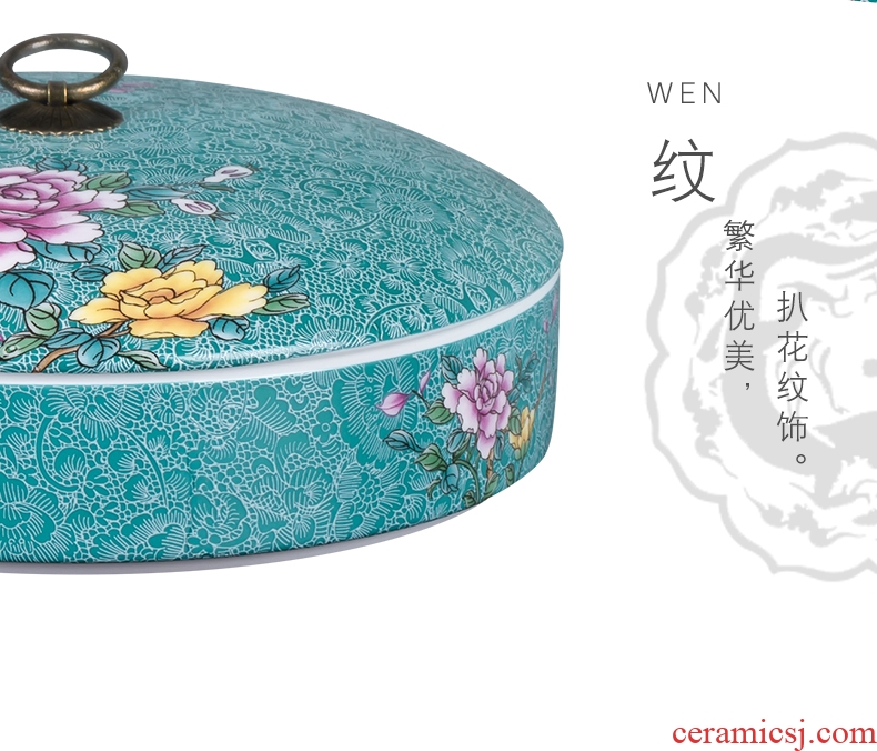 , pick flowers large jingdezhen ceramic seal pot pu 'er tea cake white tea boxes layers of cans