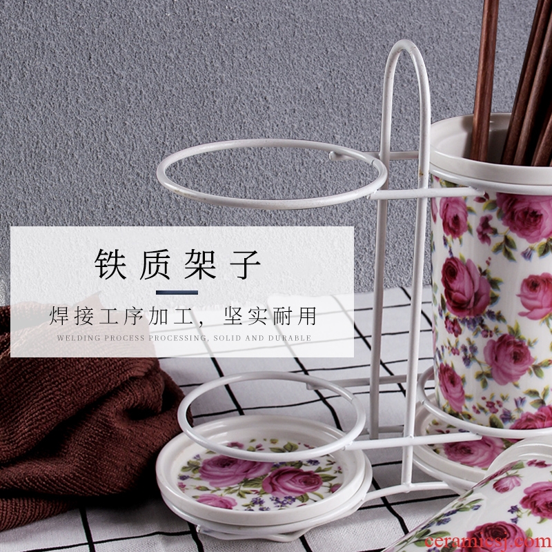 Binocular/box of bamboo chopsticks tube/cage mouldproof waterlogging caused by excessive rainfall rack shelf Korean creative ceramic kitchen supplies